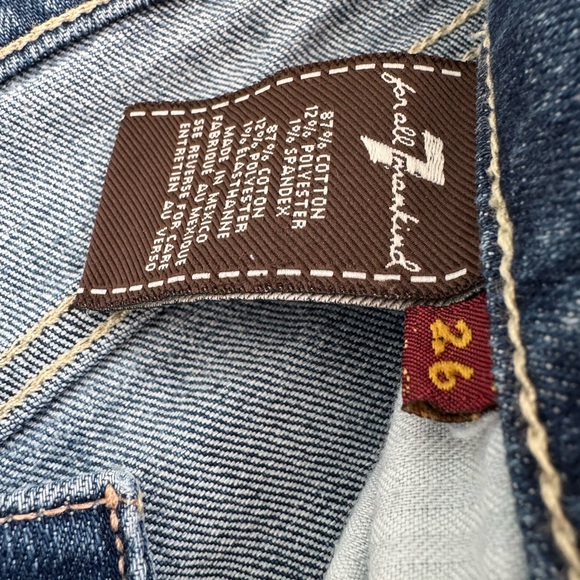 7 For All Mankind Blue Rolled-Cuff Denim Shorts - Picture 3 of 3